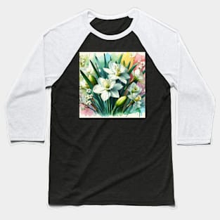 White Daffodil Flowers Baseball T-Shirt